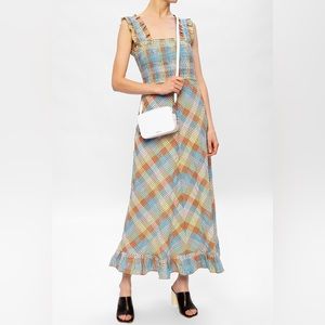 Ganni Seersucker Ruffle Dress